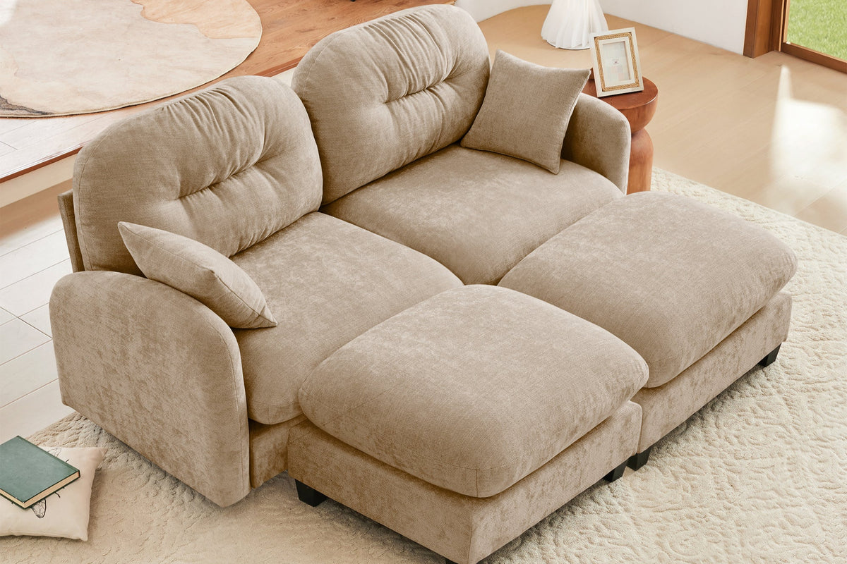 NUVIA 74&quot; Loveseat with 2 Ottomans