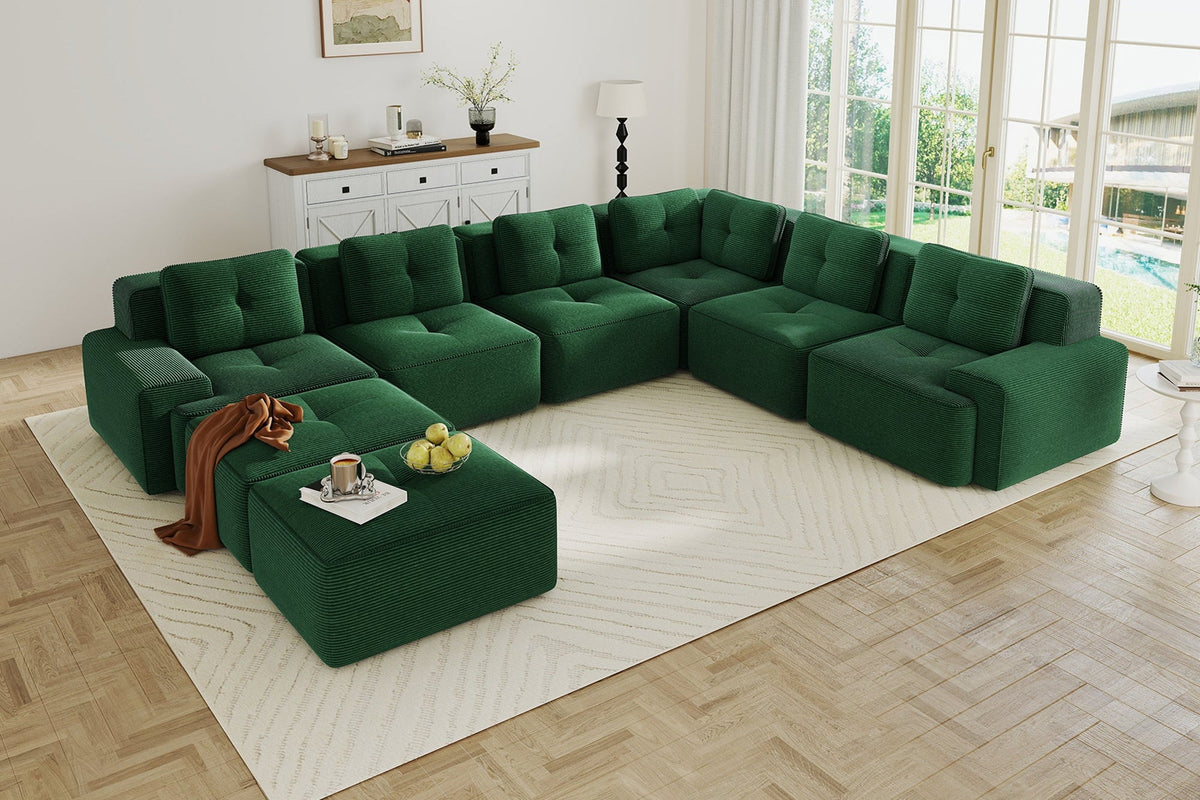 CORDELIA 151" 6-Seater Sofa with 2 Ottomans