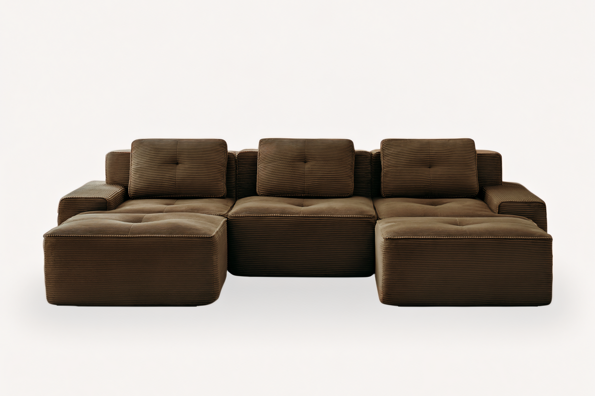 CORDELIA 117" 3-Seater Sofa with 2 Ottomans