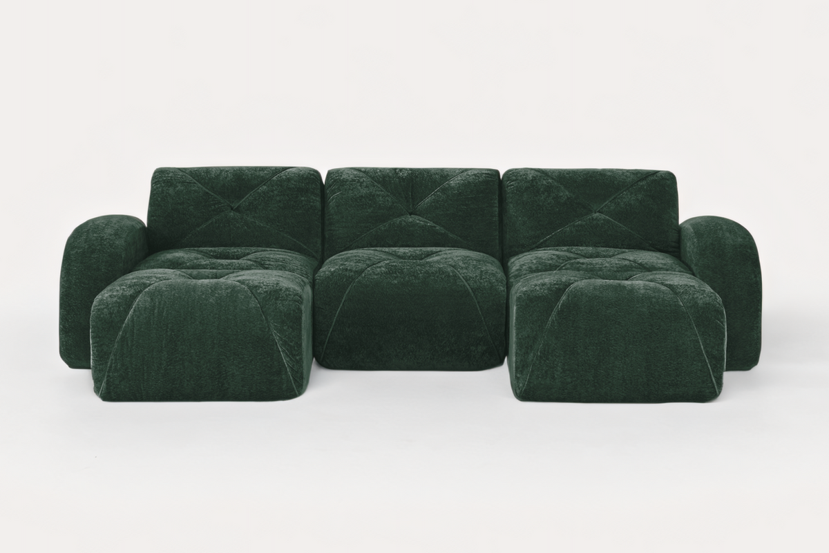 MYLO 110" 3-Seater Sofa with 2 Ottomans