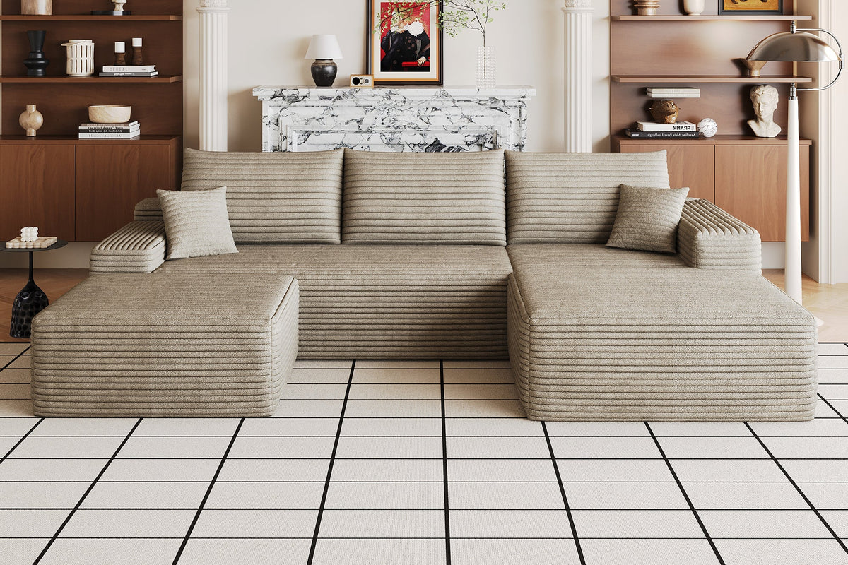 ORVITEX 107" Right Chaise Sofa with 1 Ottoman