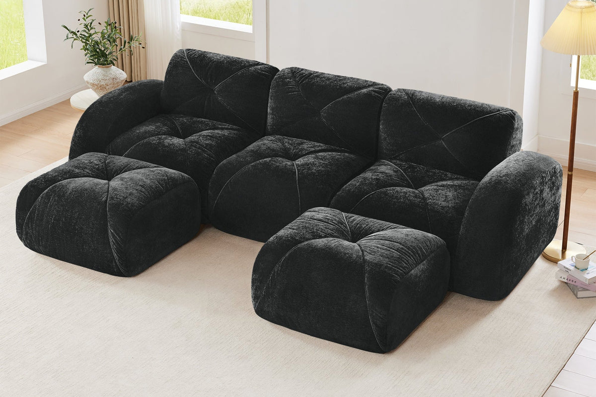 MYLO 110" 3-Seater Sofa with 2 Ottomans