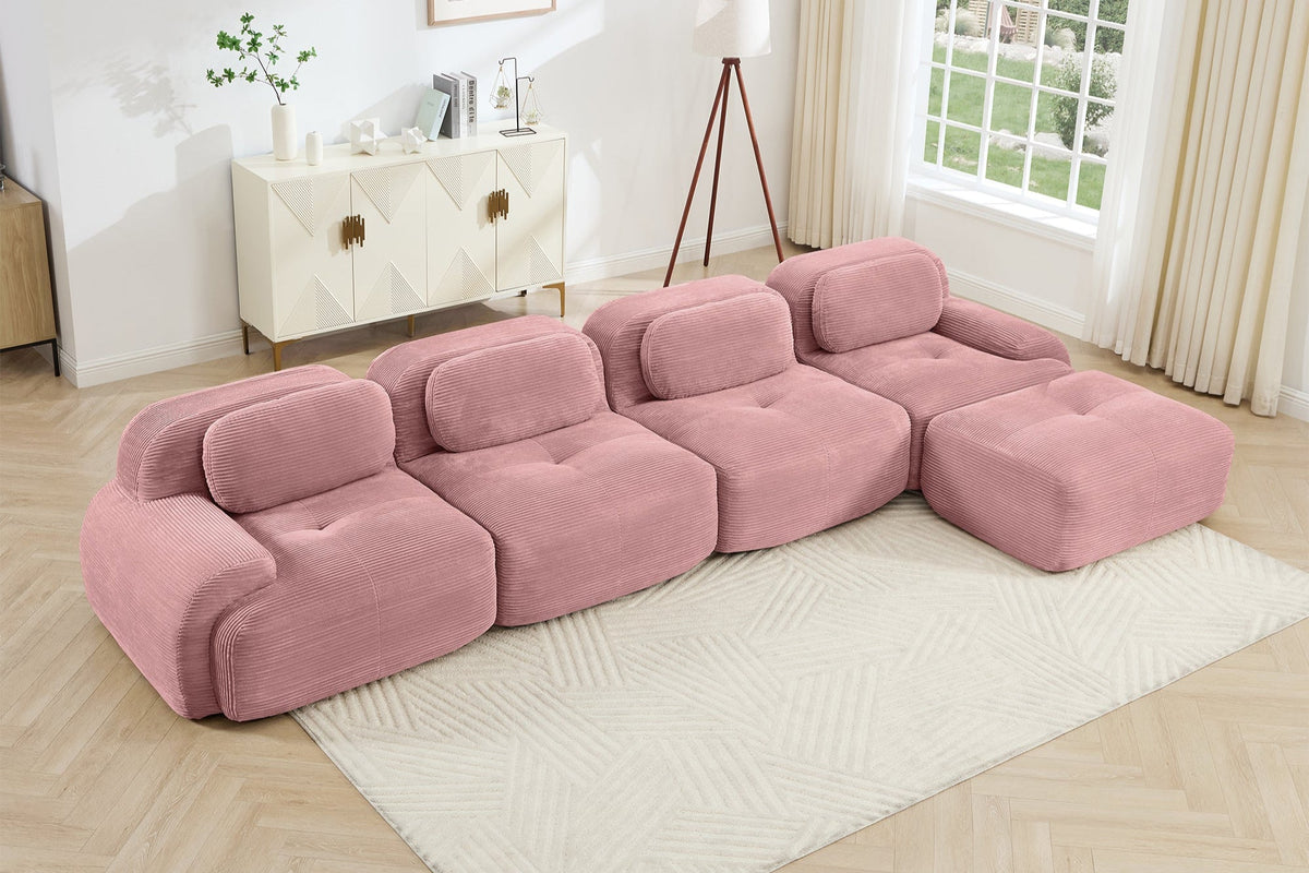 MIA 152&#39;&#39; 4-Seater Sofa with 1 Ottoman