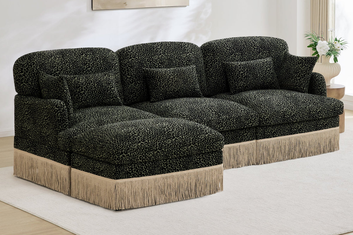 ORLAVO 100" 3-Seater Sofa With 1 Ottoman