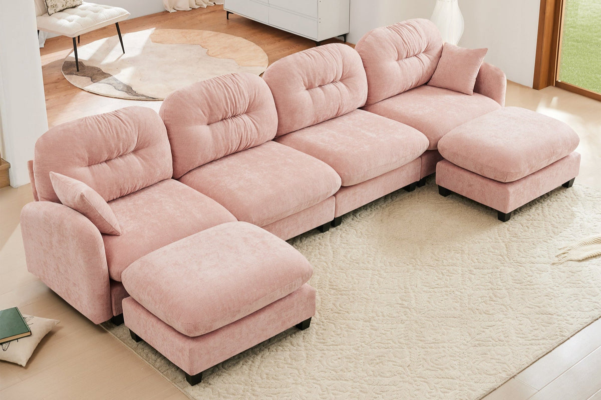 NUVIA 140&quot; 4 Seater Sofa with 2 Ottomans