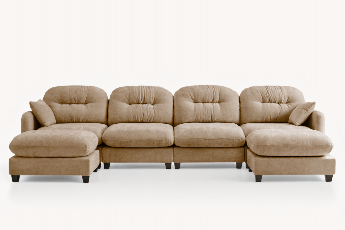 NUVIA 140&quot; 4 Seater Sofa with 2 Ottomans