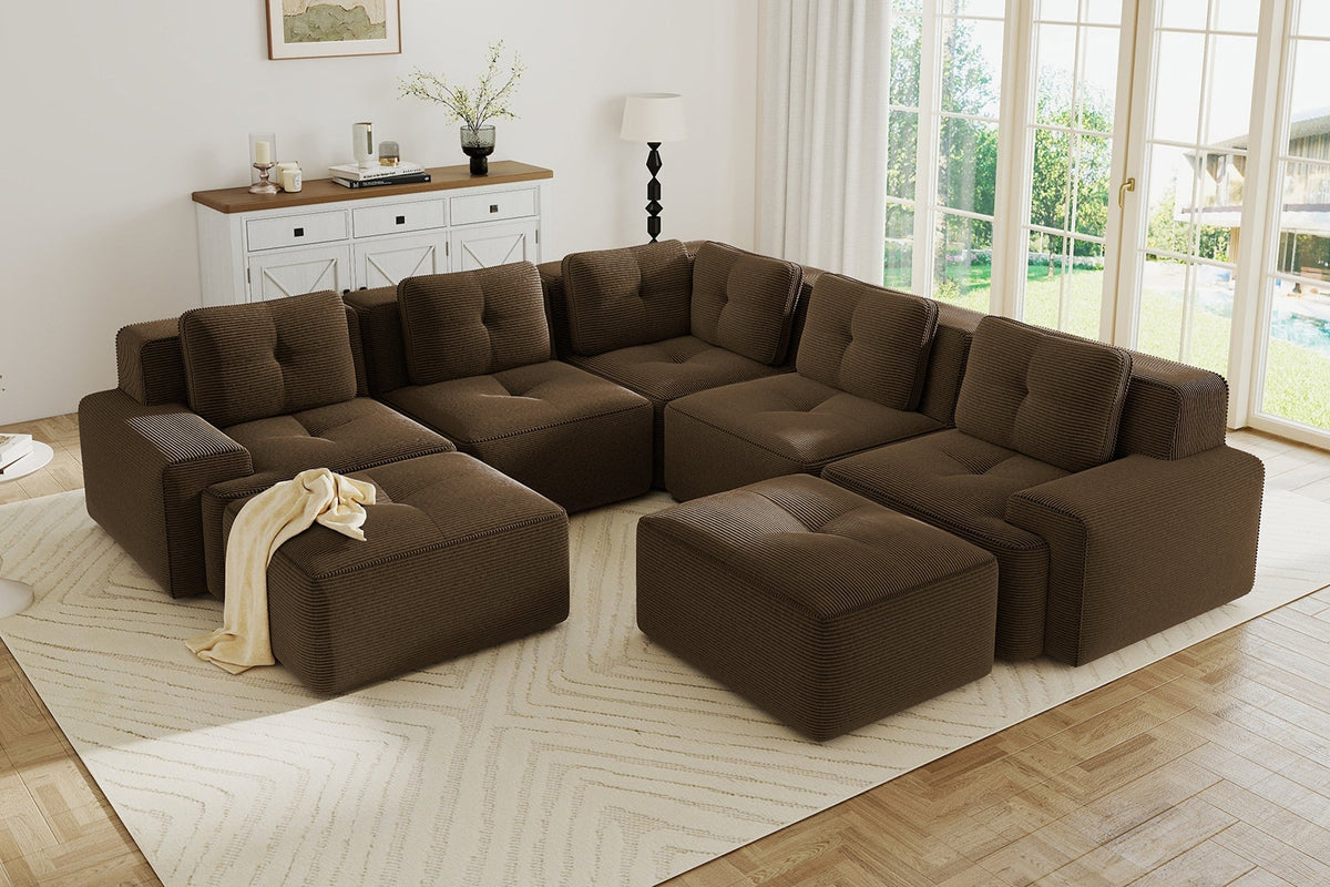 CORDELIA 116" 5-Seater Sectional with 2 Ottomans