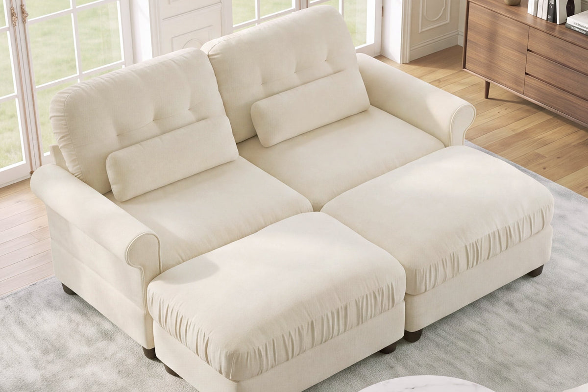 MELBOURNE 69" Loveseat with 2 Ottomans
