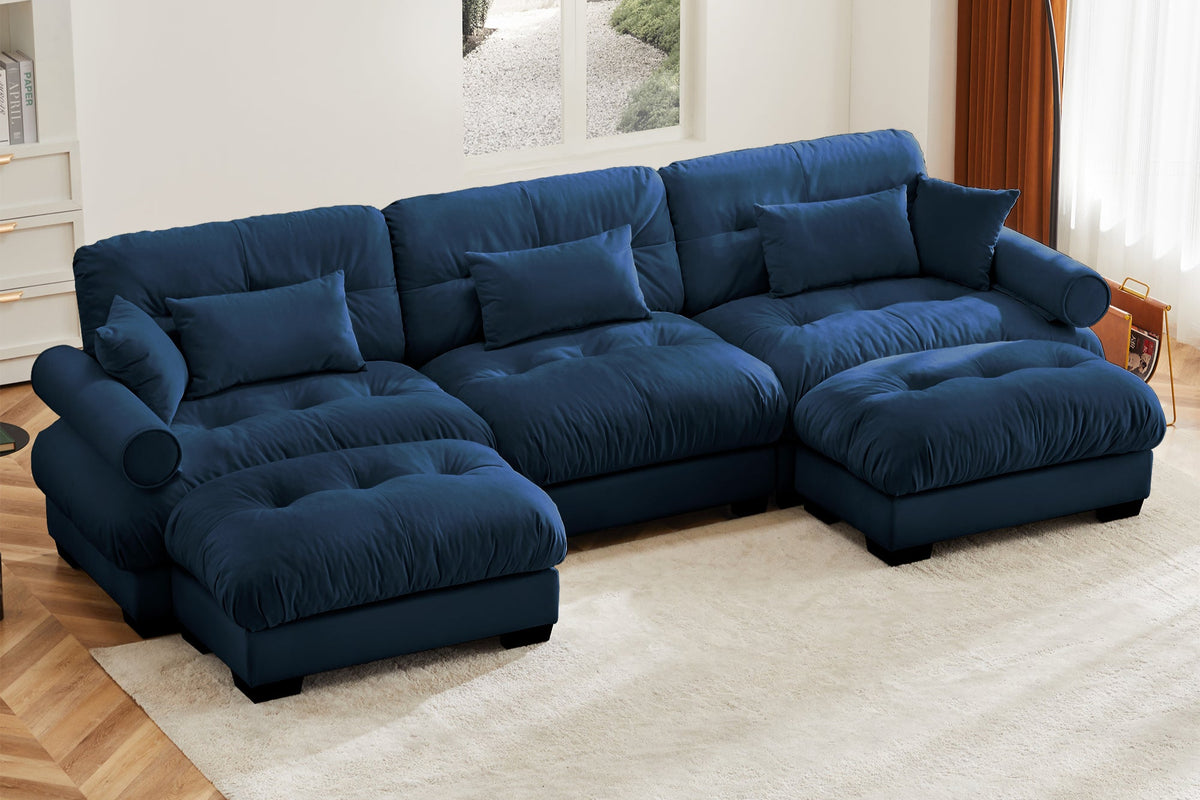 CLOUDIES 134&quot; 3 Seater Sofa with 2 Ottomans