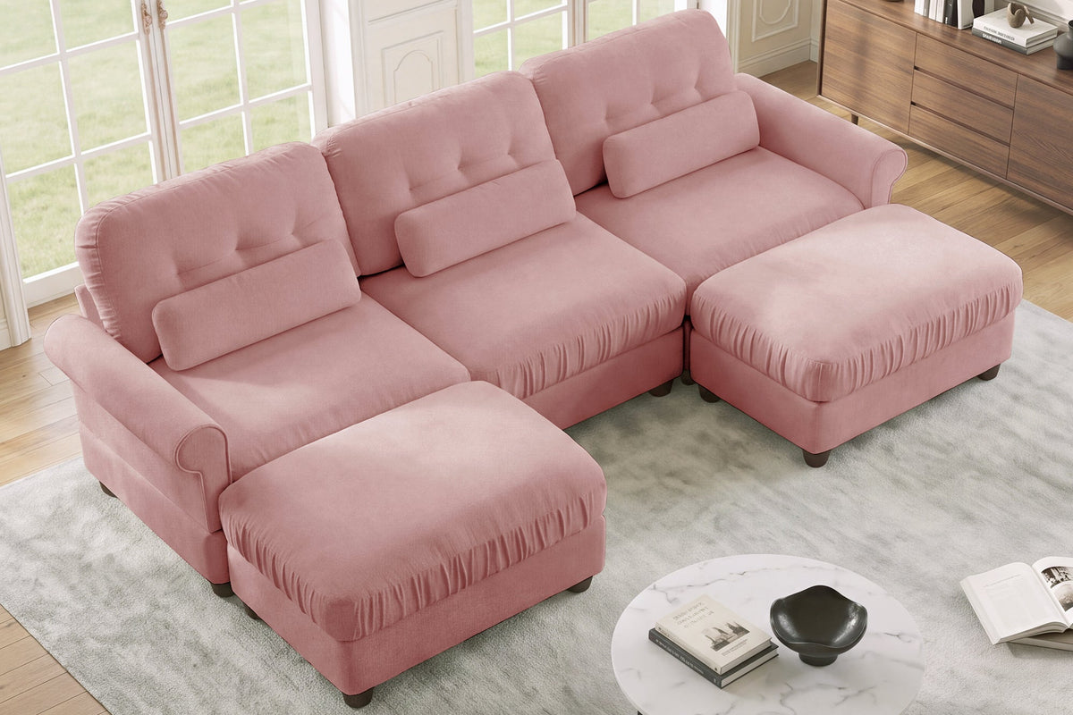 MELBOURNE 98" 3-Seater Sofa with 2 Ottomans