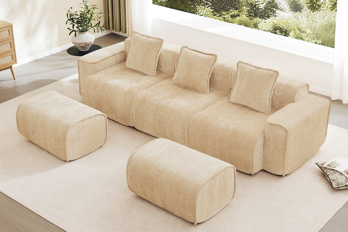 HARRISON 108" 3-Seater Sofa with 2 Ottomans