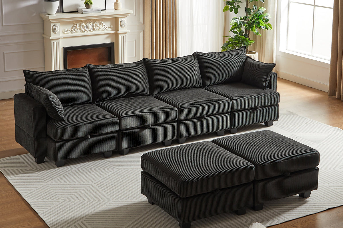 HARLOW 114&quot; Corduroy Sofa w/ Storage