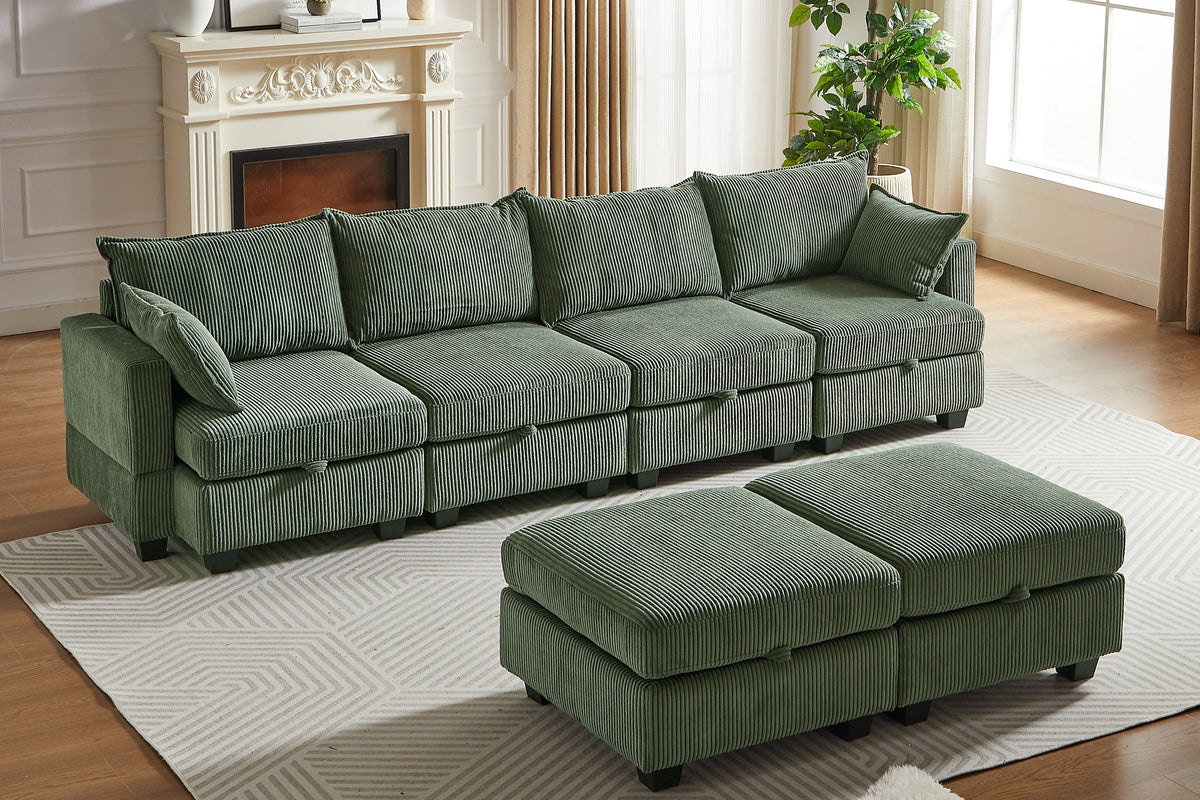 HARLOW 114&quot; Corduroy Sofa w/ Storage