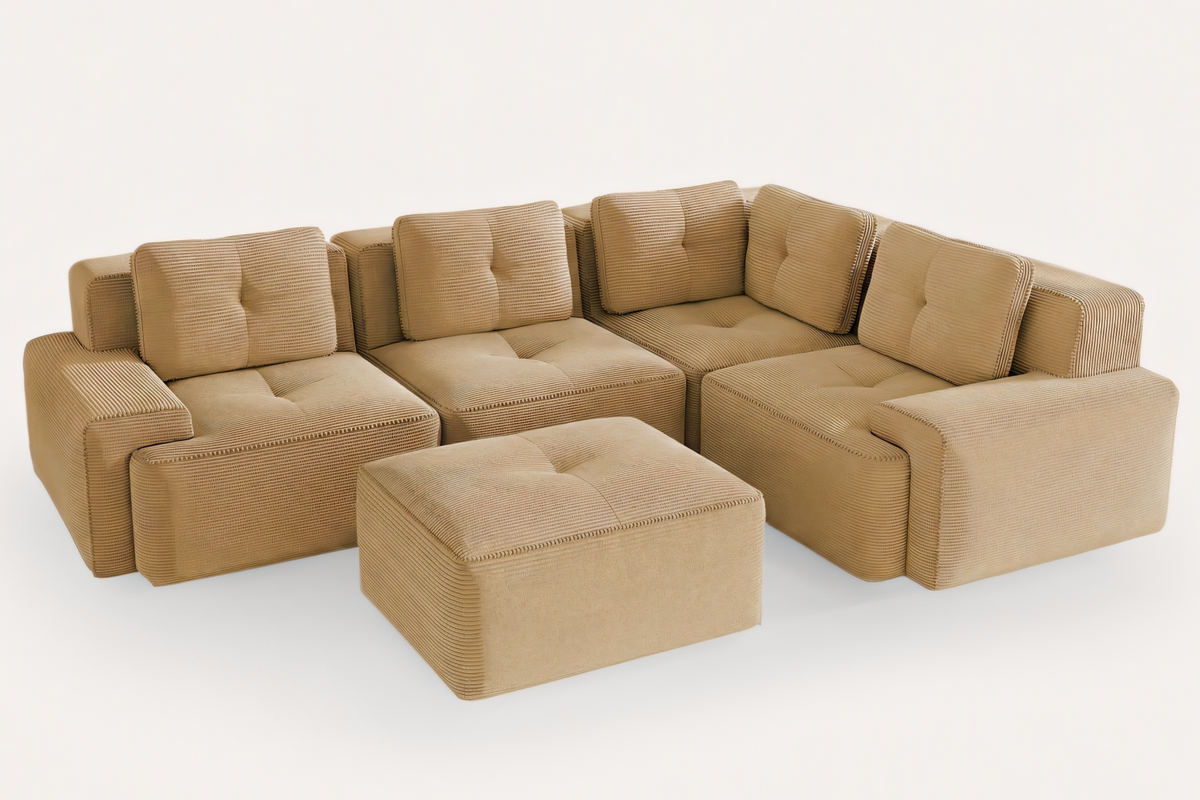 CORDELIA 116" 4-Seater Sectional with 1 Ottoman
