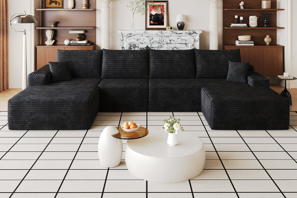 ORVITEX 135" Left Chaise Sofa with 1 Ottoman