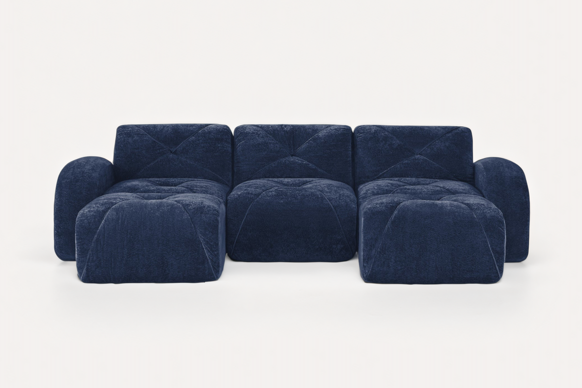 MYLO 110" 3-Seater Sofa with 2 Ottomans