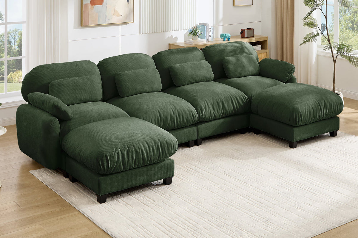 UNIONN 136" 4-Seater Sofa With 2 Ottomans