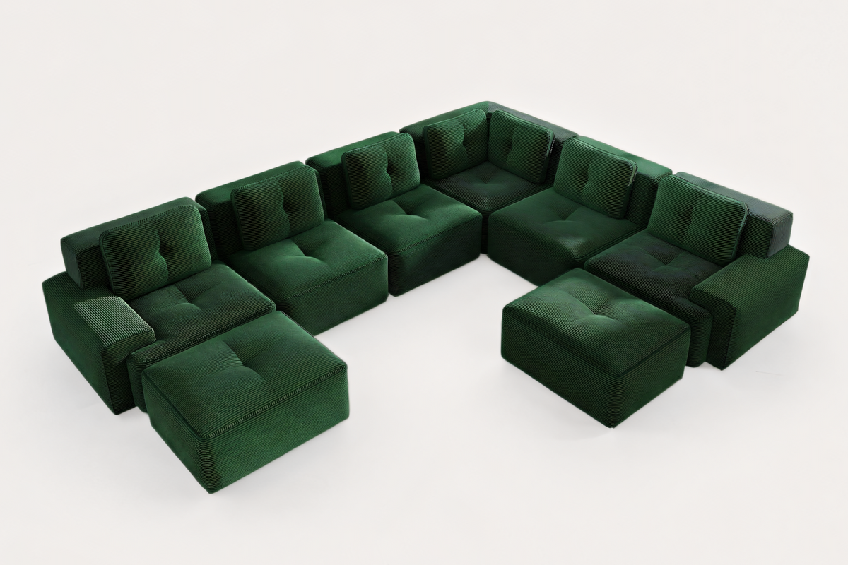 CORDELIA 151" 6-Seater Sofa with 2 Ottomans