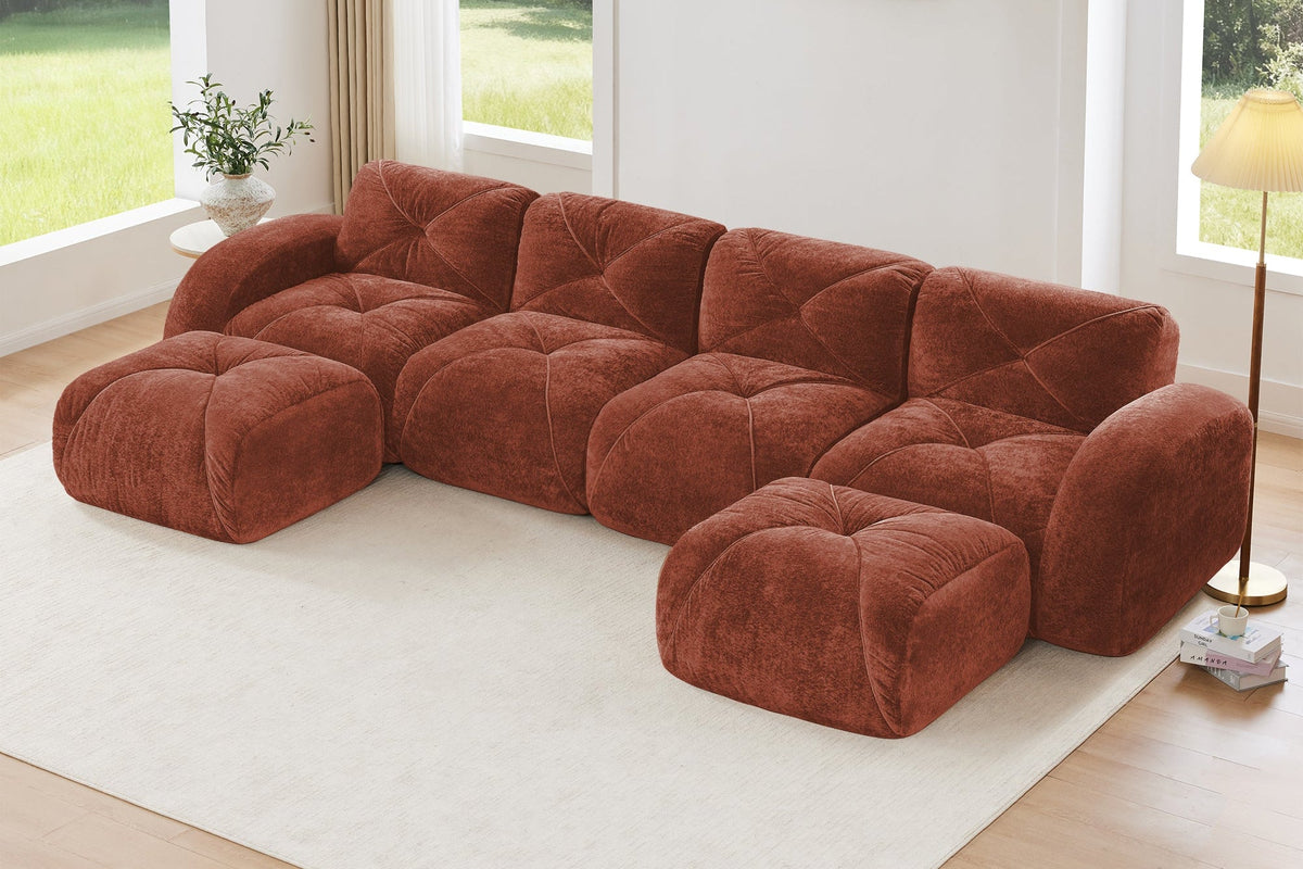 MYLO 140" 4-Seater Sofa with 2 Ottomans