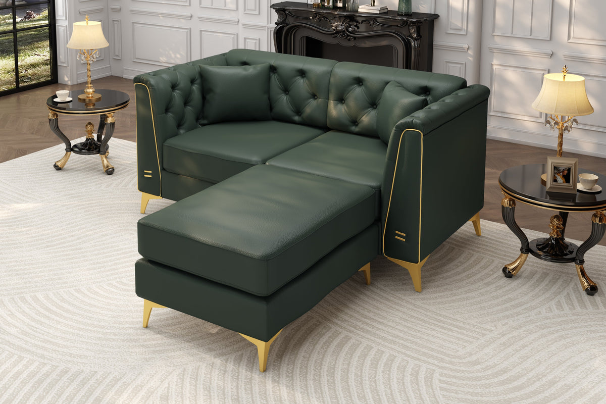 FALVINO Chesterfield 61" Loveseat Sofa with 1 Ottoman