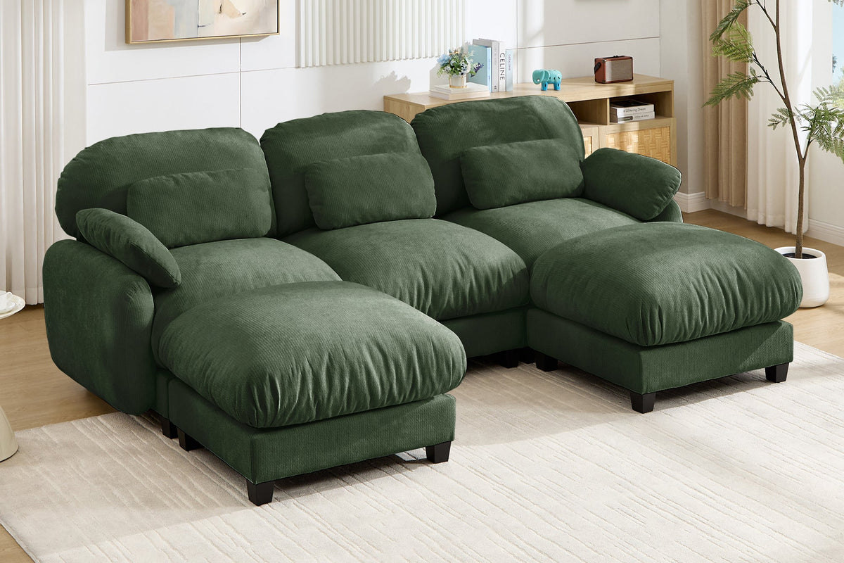 UNIONN 104" 3-Seater Sofa With 2 Ottomans