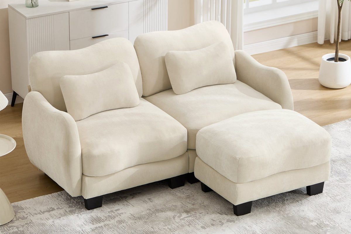 WAVE 81" Loveseat Sofa With 1 Ottoman
