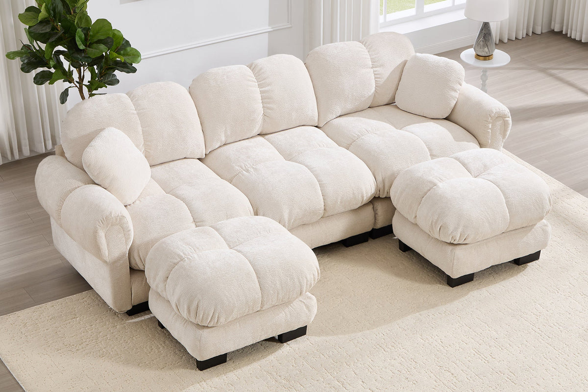 PRINCE 103" 3-Seater Sofa With 2 Ottomans