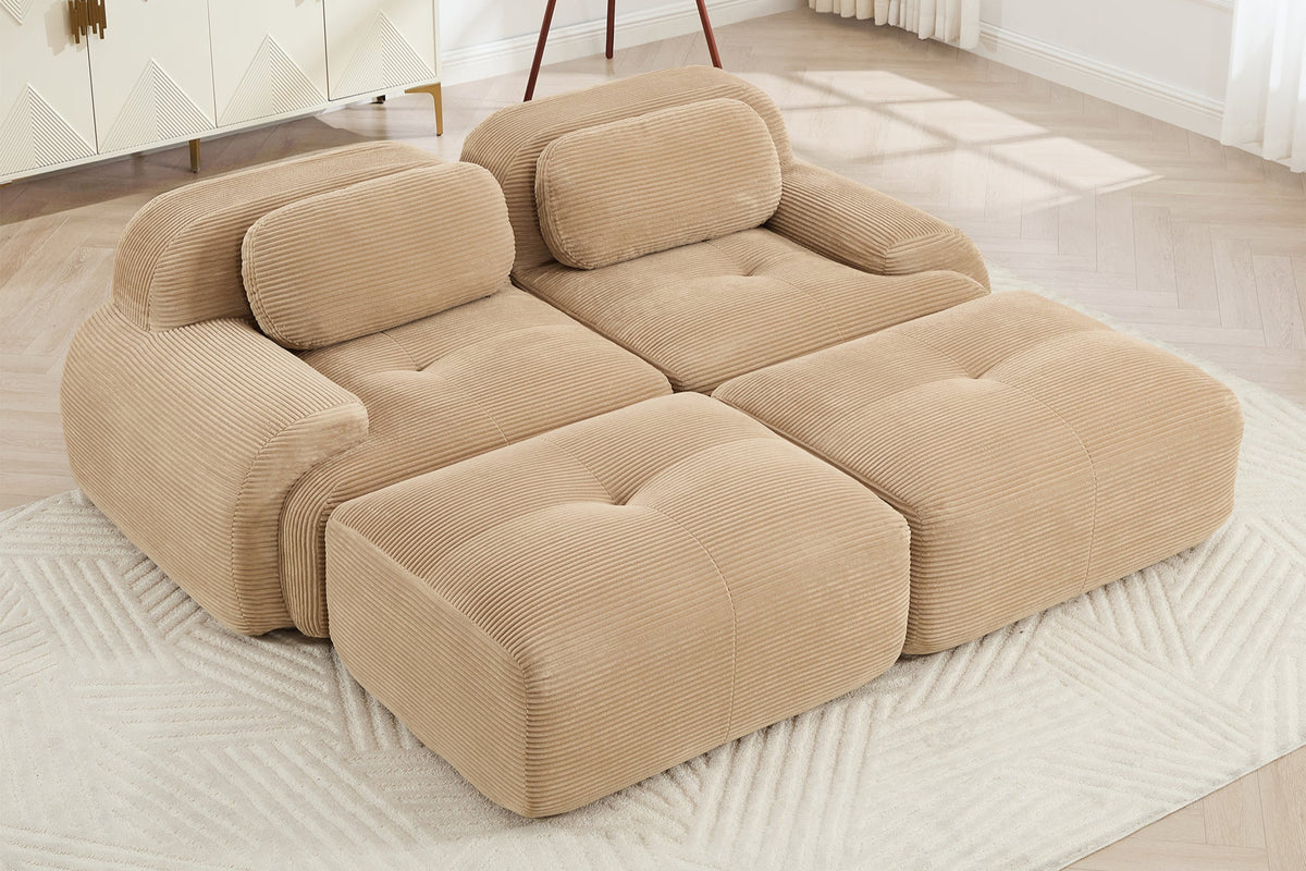 MIA 82&#39;&#39; Loveseat with 2 Ottomans