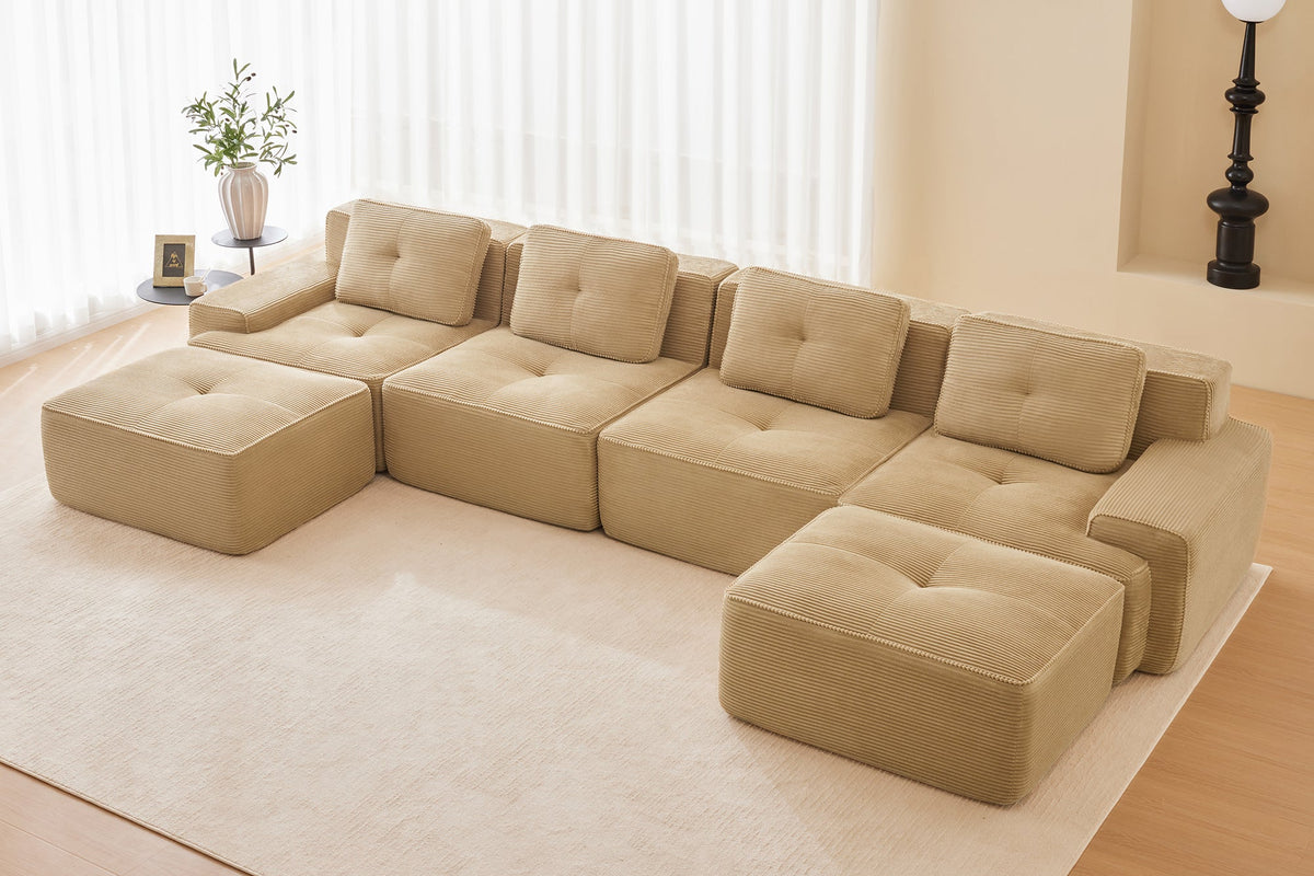 CORDELIA 153" 4-Seater Sofa with 2 Ottomans