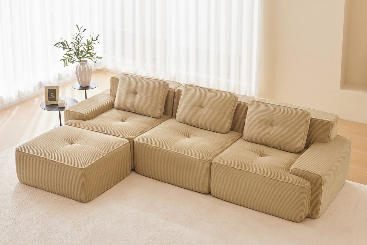 CORDELIA 117" 3-Seater Sofa with 1 Ottoman