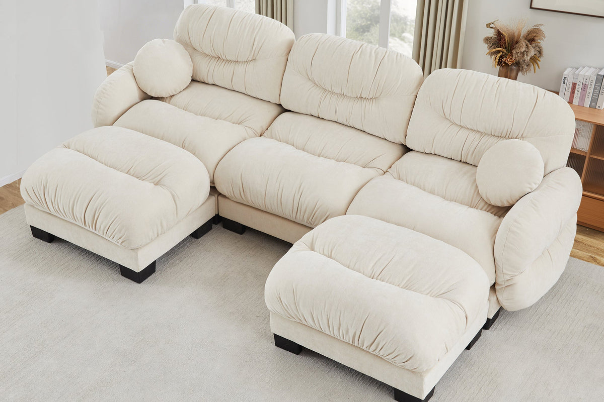 FLORA 116" 3-Seater Sofa With 2 Ottomans