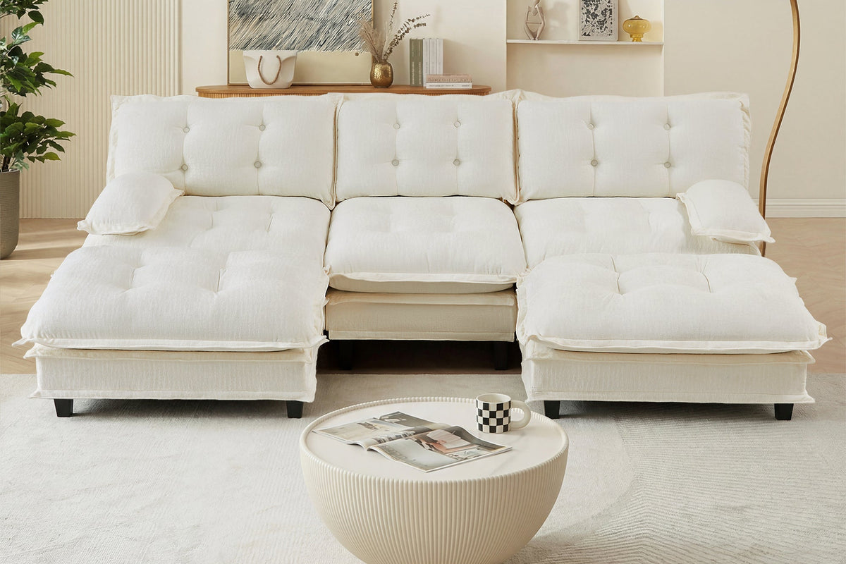 MARLOX 107" 3-Seater Sofa with 2 Ottomans