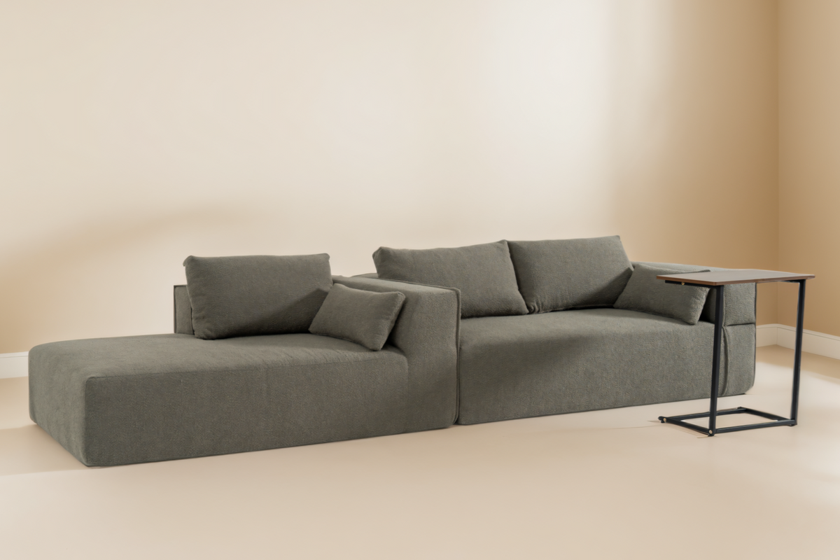 NOUVA 112&quot; Boucle Sectional + Complimentary Side Table