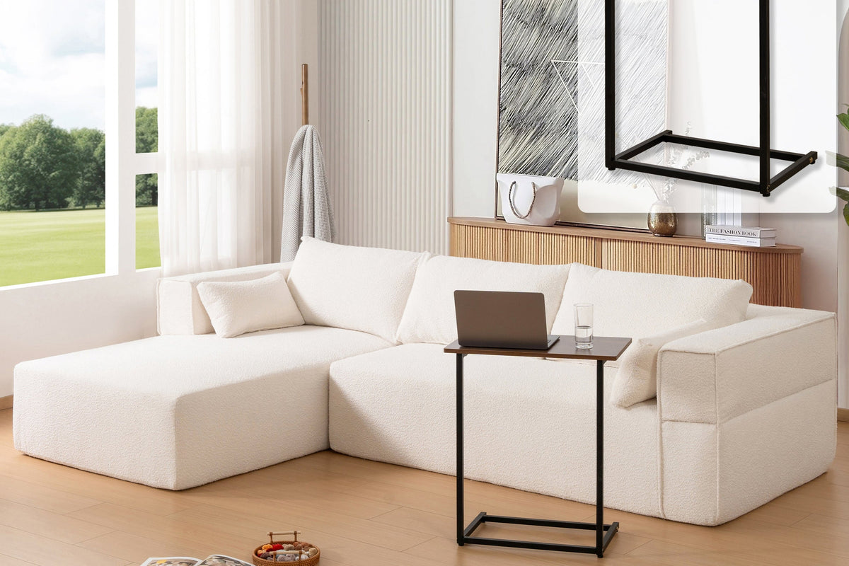 NOUVA 112&quot; Boucle Sectional + Complimentary Side Table