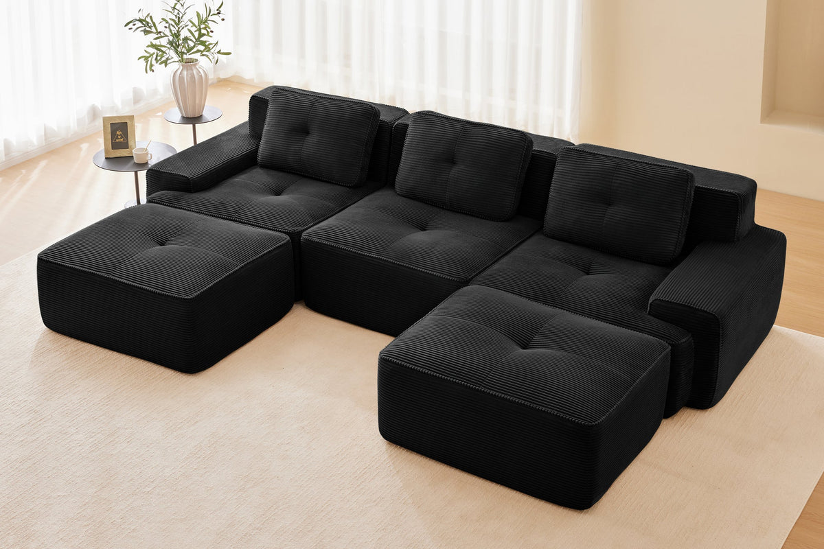 CORDELIA 117" 3-Seater Sofa with 2 Ottomans