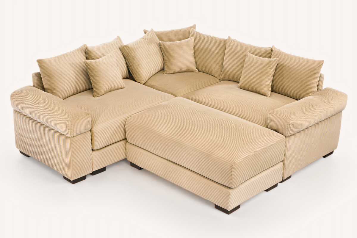 DESEO 158" Sectional Sofa with Ottoman