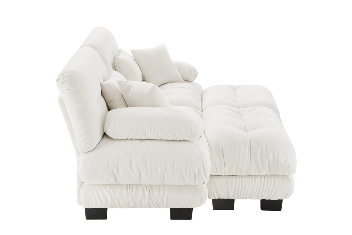 CLOUDIES 94&quot; Loveseat with 2 Ottomans