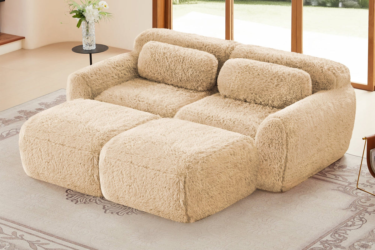 MELLOW 80" Loveseat with 2 Ottomans