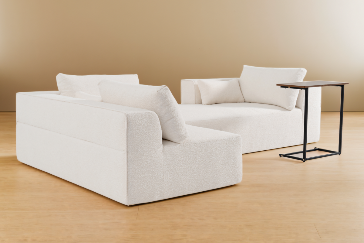 NOUVA 112&quot; Boucle Sectional + Complimentary Side Table