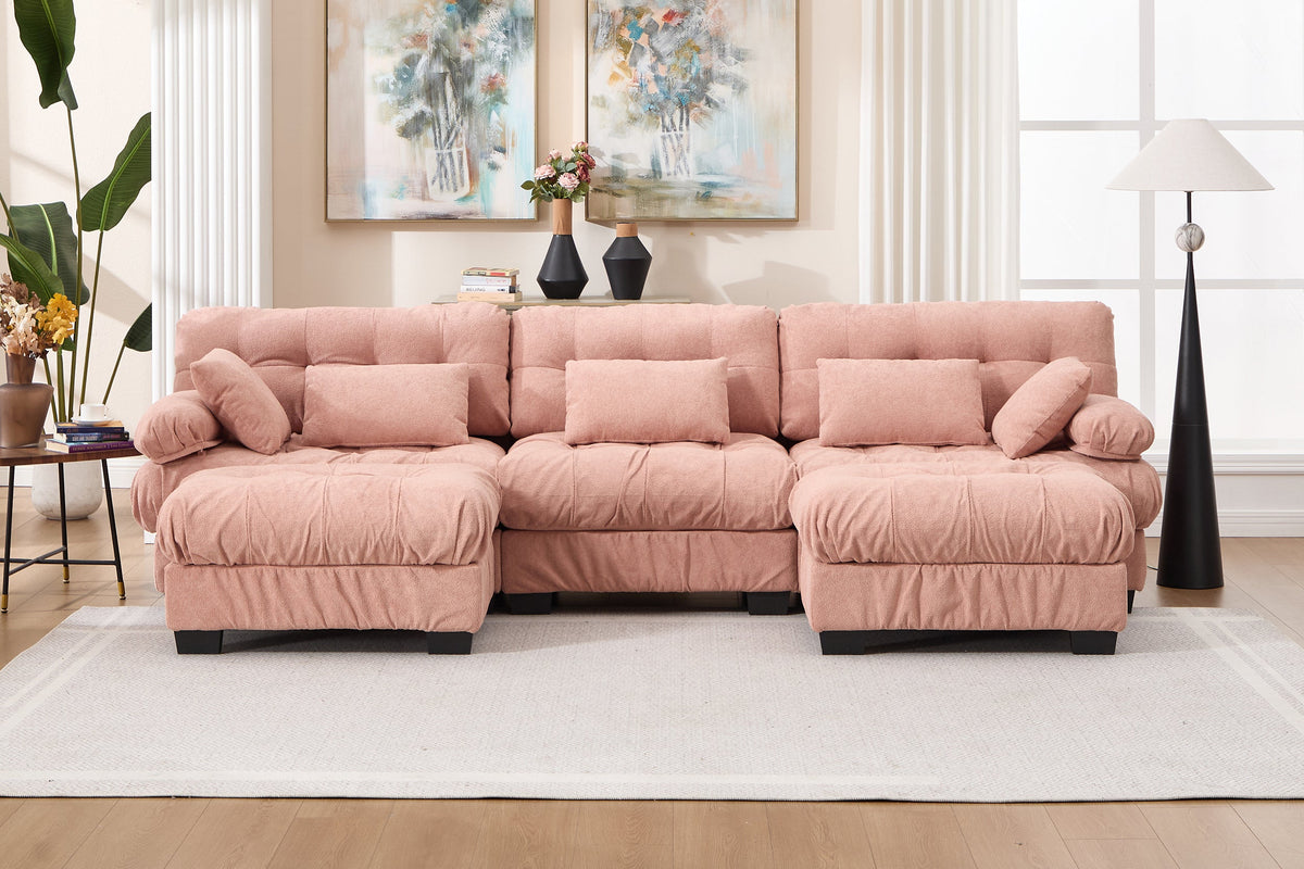 FELZARO 123" 3-Seater Sofa with 2 Ottomans