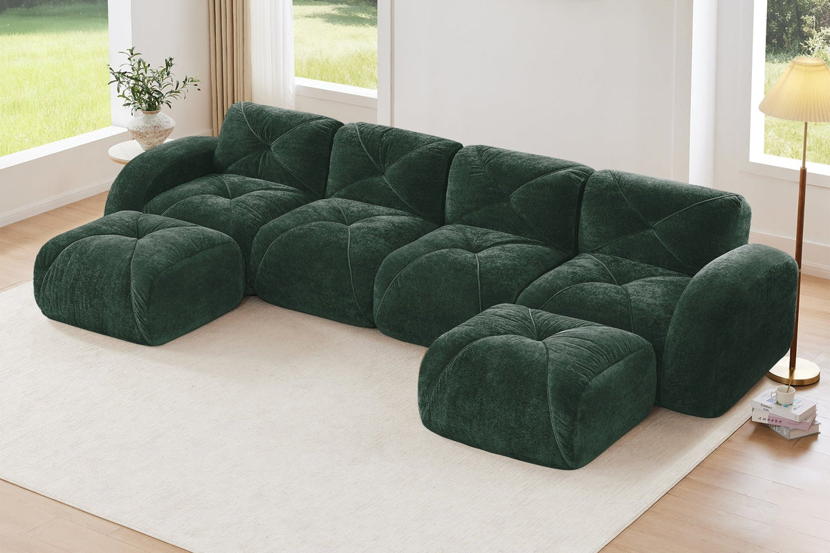 MYLO 140" 4-Seater Sofa with 2 Ottomans