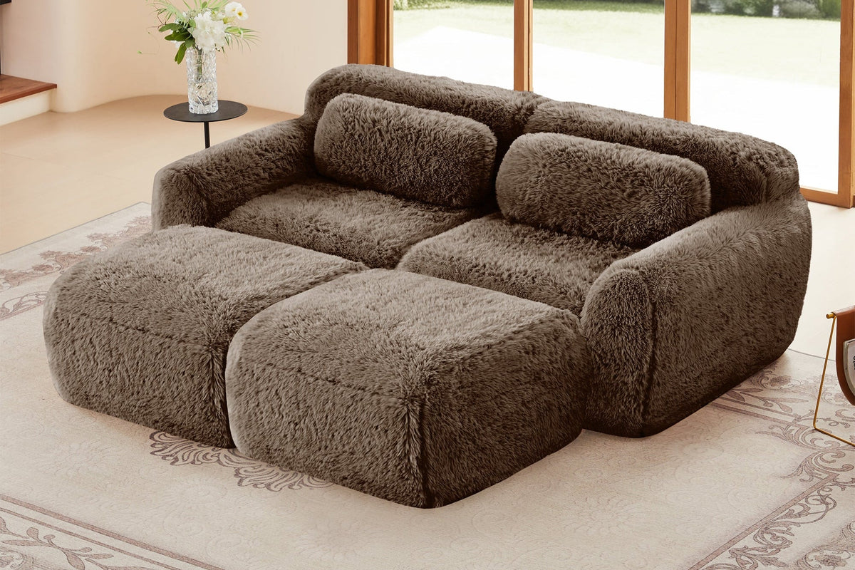 MELLOW 80" Loveseat with 2 Ottomans