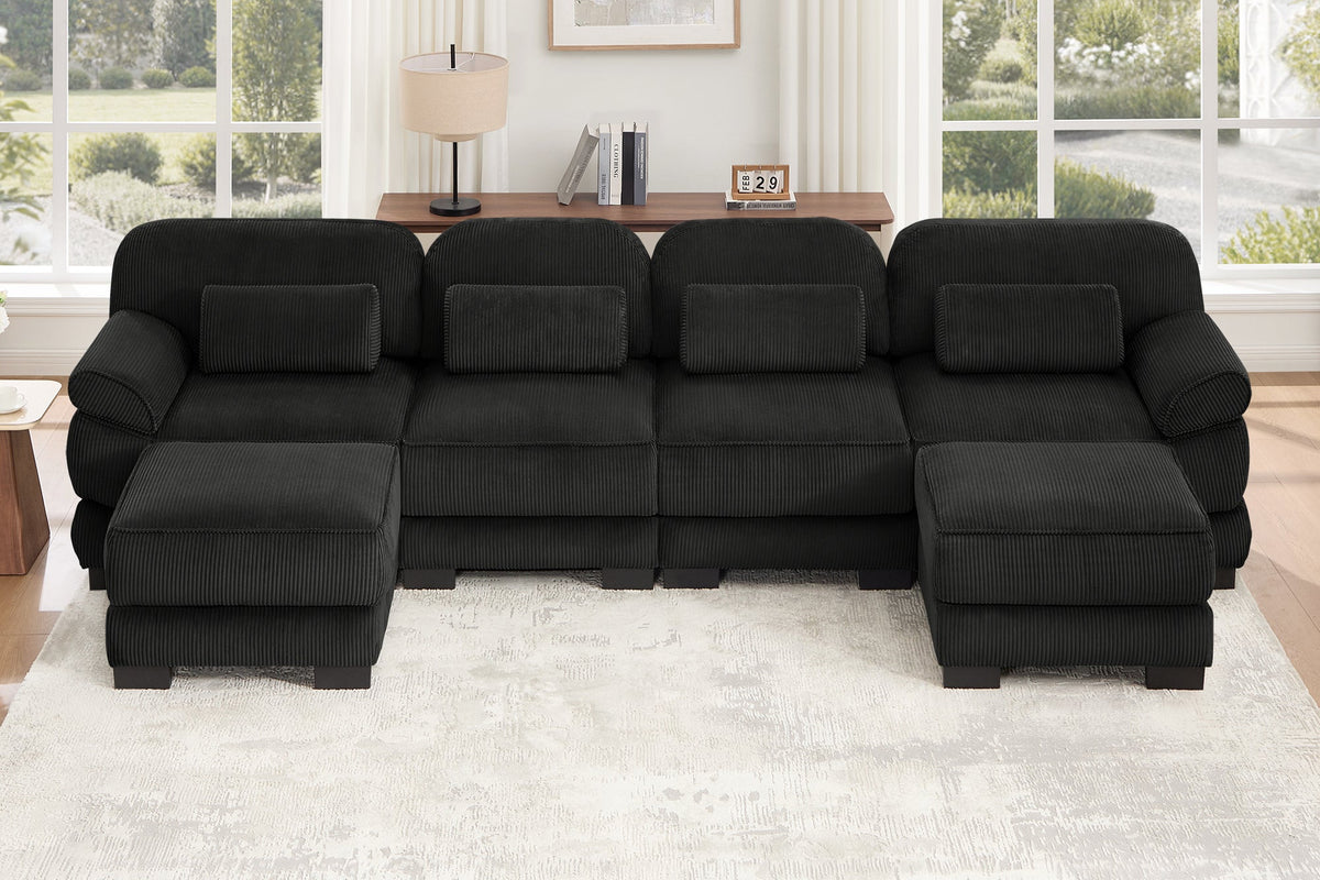 MASON 132" 4-Seater Sofa with 2 Ottomans