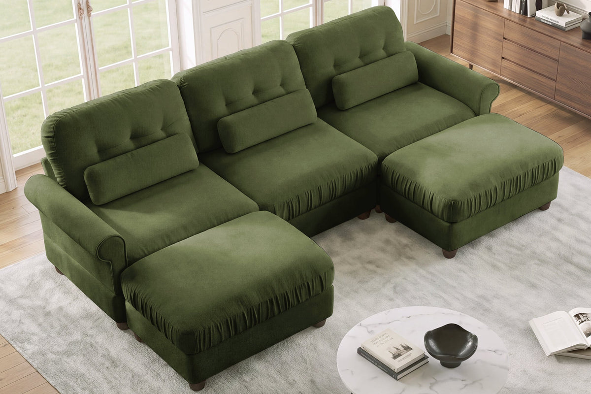 MELBOURNE 98" 3-Seater Sofa with 2 Ottomans