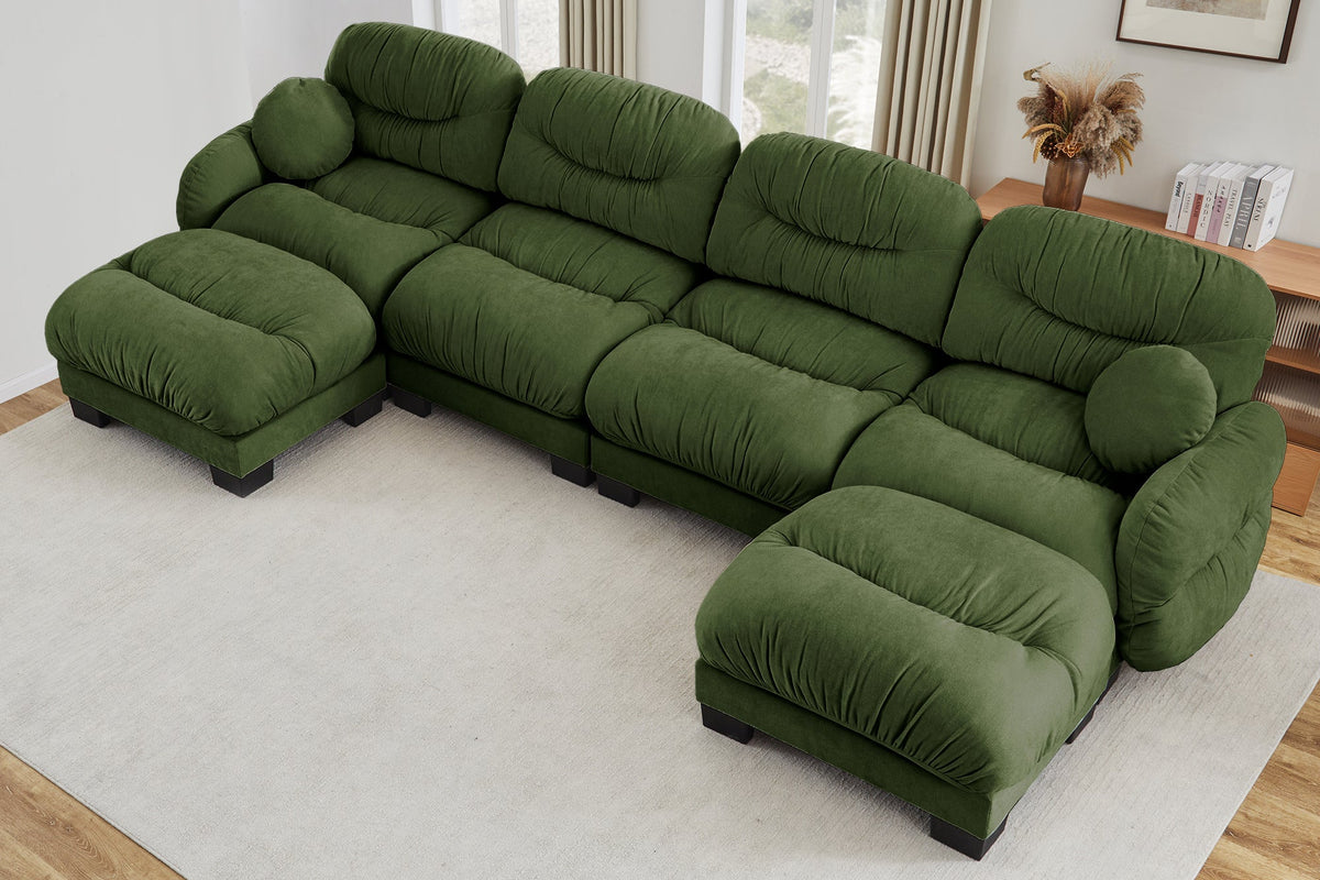 FLORA 150" 4-Seater Sofa With 2 Ottomans
