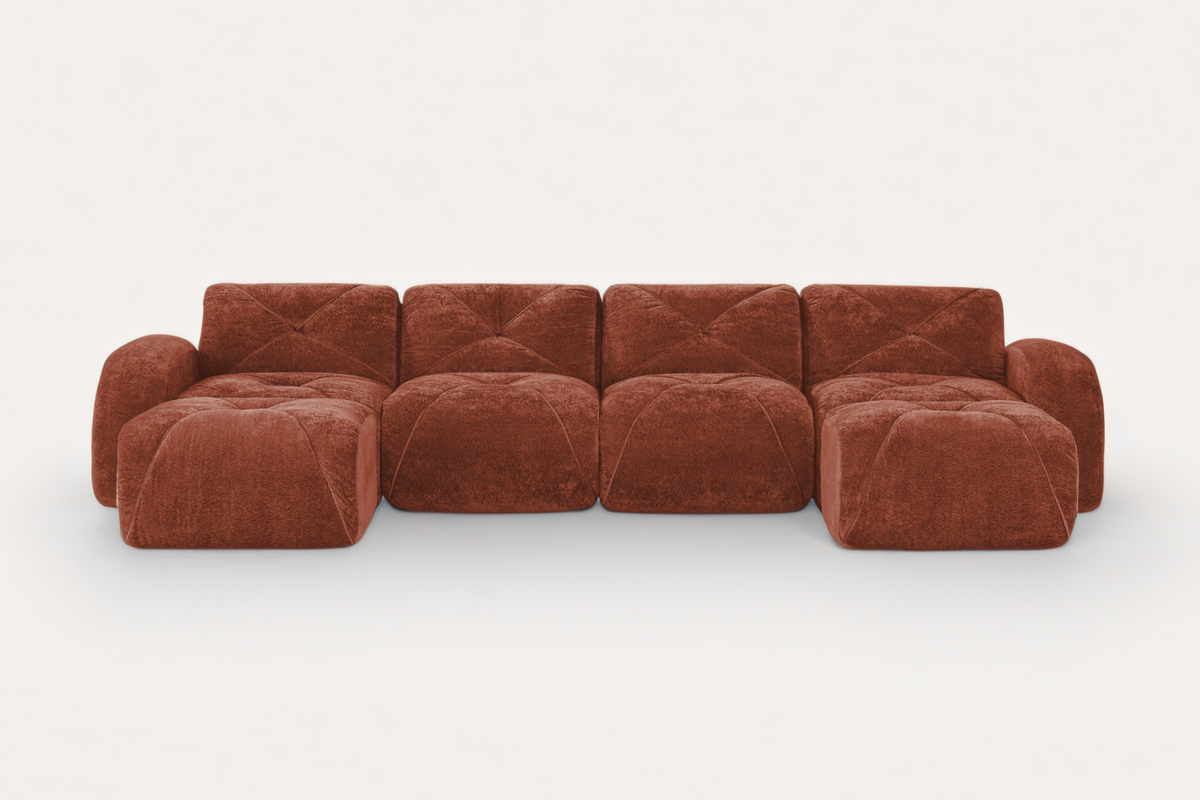 MYLO 140" 4-Seater Sofa with 2 Ottomans