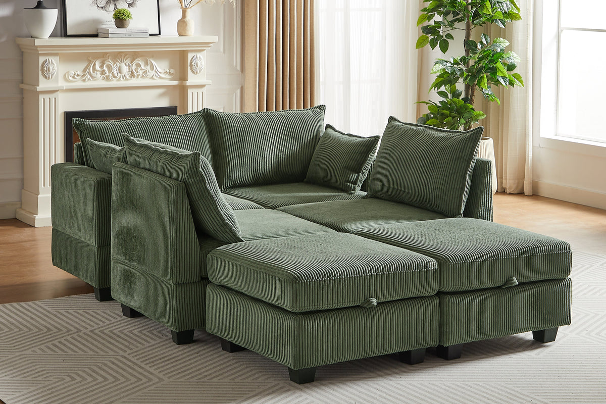 HARLOW 114&quot; Corduroy Sofa w/ Storage