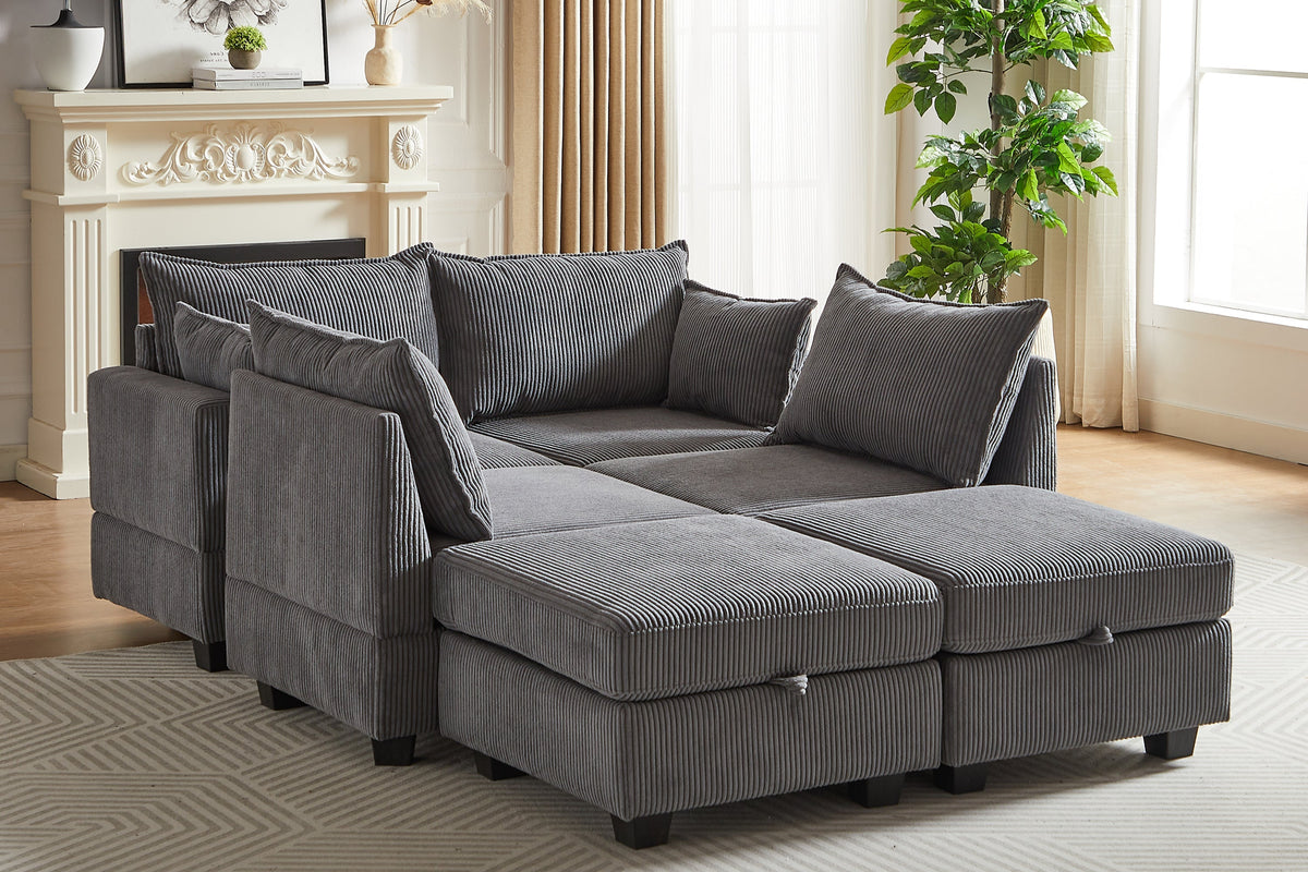 HARLOW 114&quot; Corduroy Sofa w/ Storage