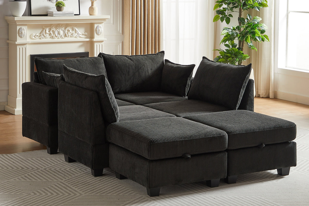 HARLOW 114&quot; Corduroy Sofa w/ Storage
