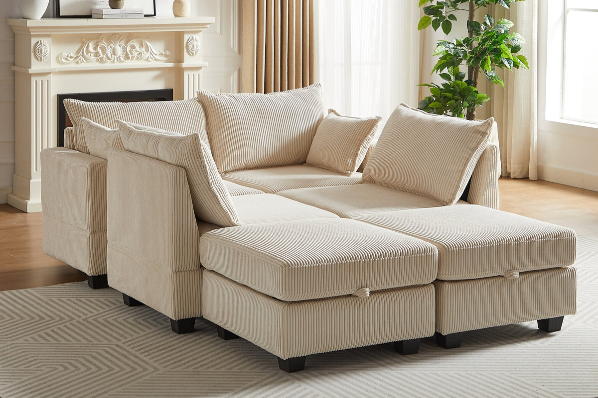 HARLOW 114&quot; Corduroy Sofa w/ Storage